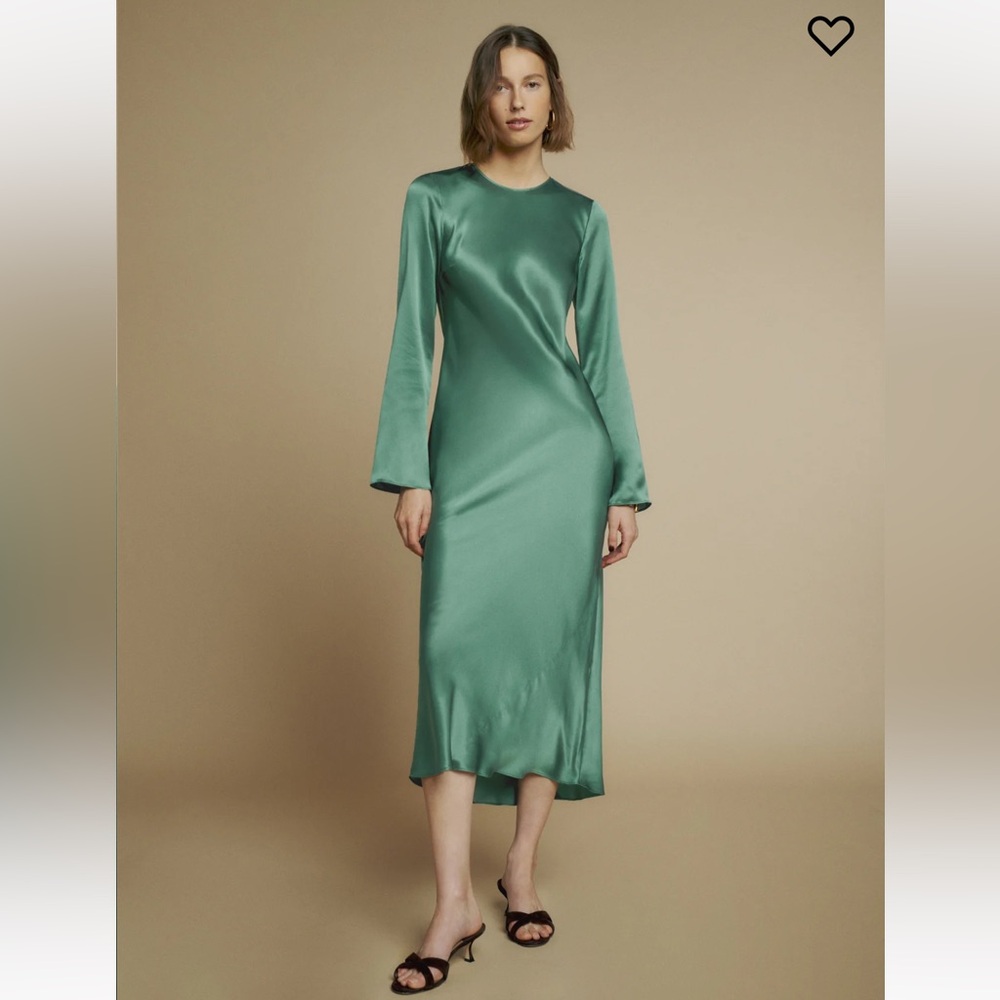 Reformation Davina Silk Dress in Green